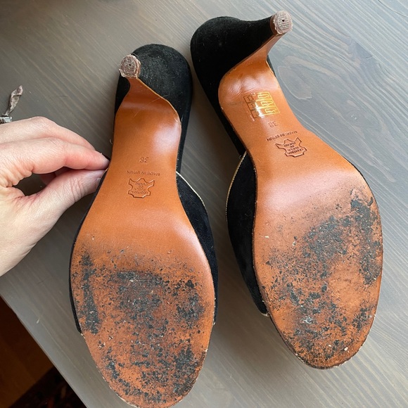 1950s style springolators by Long Gone Shoes black velvet size 38 slide heels - Picture 5 of 6